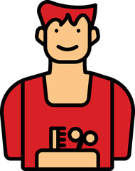 Isolated Barber Man Icon In Red And Orange Color.