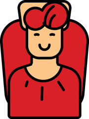 Red And Orange Customer Man At Barbershop Icon.