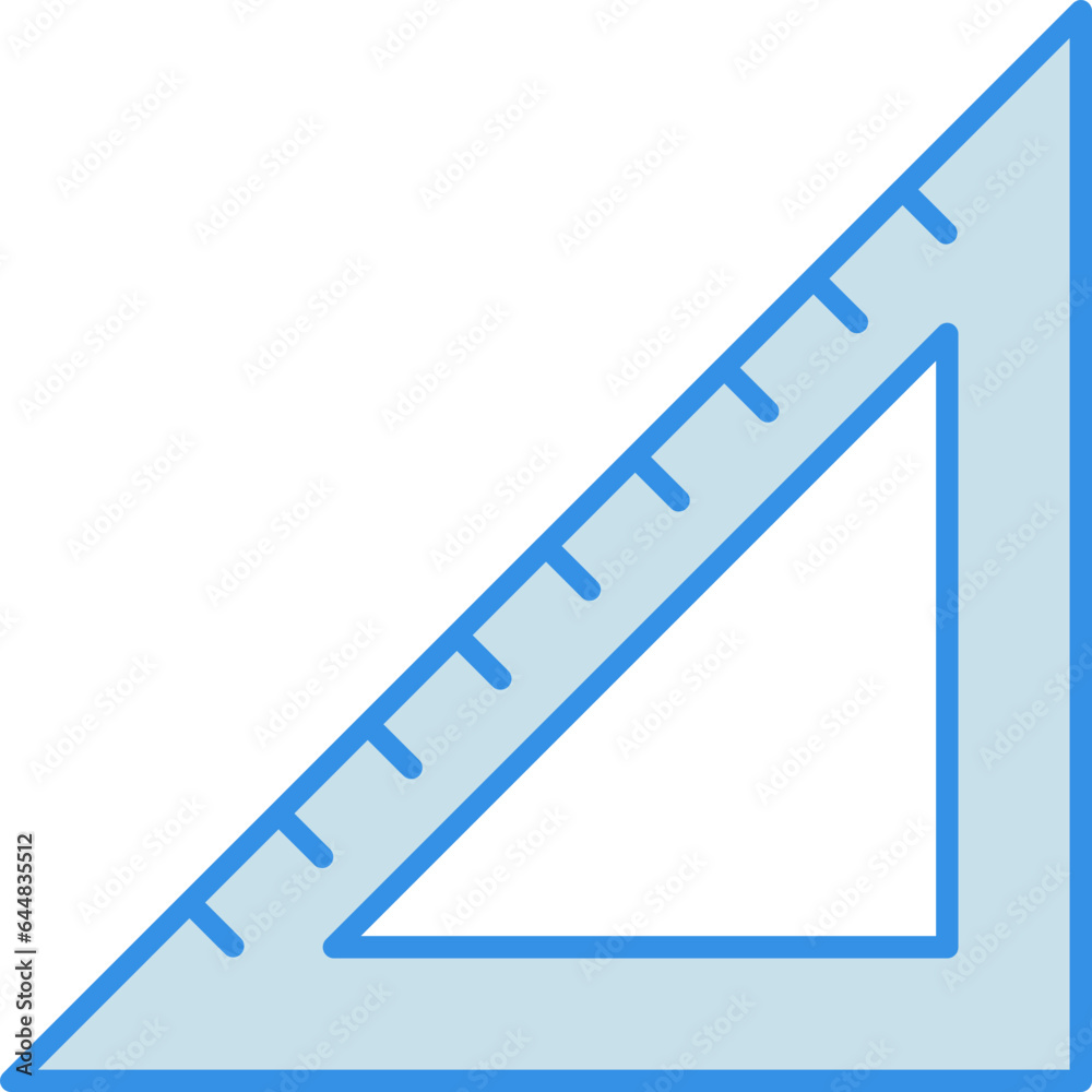 Poster Triangular Ruler Icon In Blue Color.