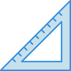 Triangular Ruler Icon In Blue Color.