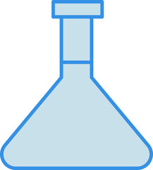Flat Style Erlenmeyer Flask Blue Icon.