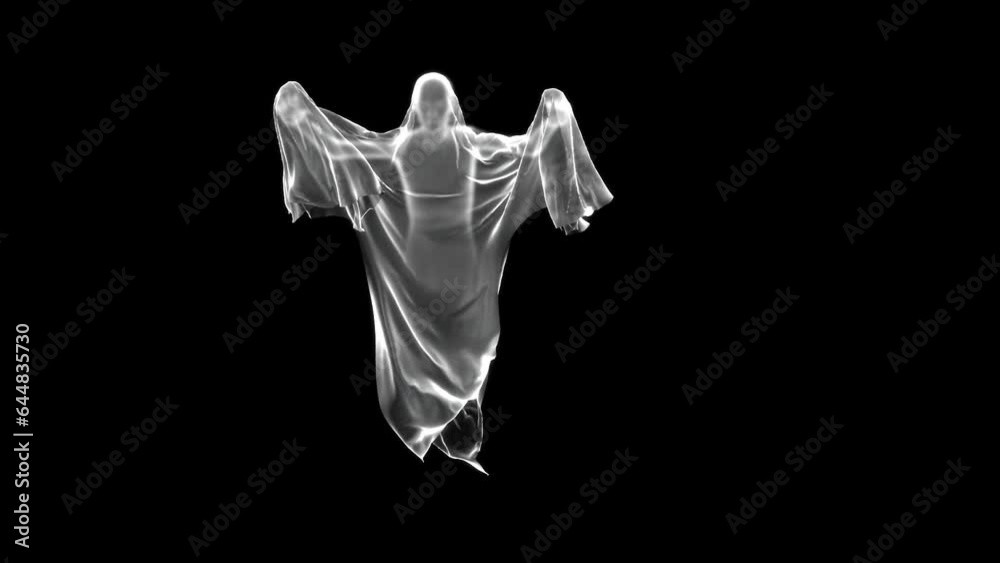 Wall mural flying ghost looping 3d animation rendering in full hd with alpha .