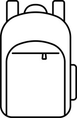 Isolated Backpack Icon In Black Outline.