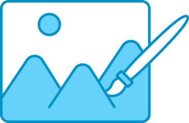 Fototapeta premium Panting With Brush Icon In Blue And White Color.