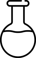 Round Bottom Flask Icon In Black Outline.