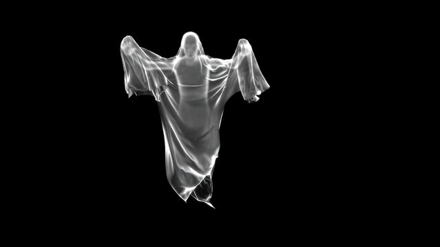 Flying ghost Looping  3d animation rendering in full HD with alpha .