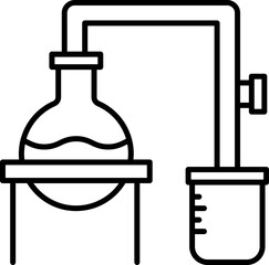 Chemical experiment icon In Thin Line Art.