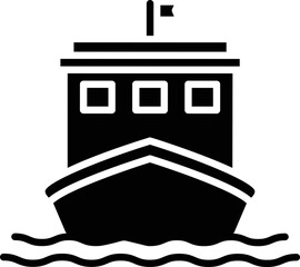 Black And White Ship Icon Or Symbol.