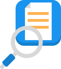 Searching Document Icon In White And Blue Color.