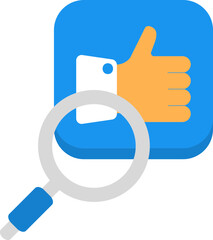 Searching Like Icon In Orange And Blue Color.