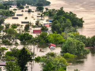 Consequences of the explosion of the Kakhovka Hydroelectric Power Plant. Flooded villages and...