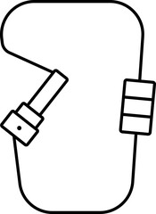 Carabiner Or Climbing Icon In Black Line.