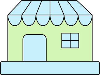 Illustration of Shop Icon In Green And Blue Color.