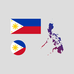 Phillippines national map and flag vectors set....