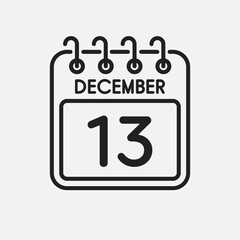 Icon page calendar day - 13 December