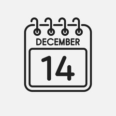 Icon page calendar day - 14 December