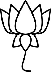 Illustration of Lotus Flower Icon In Black Outline.