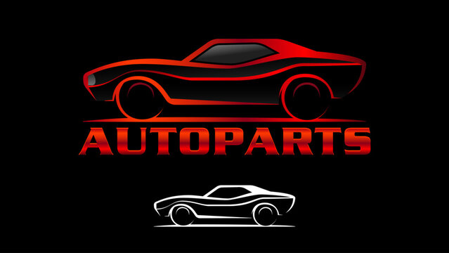 Sport car logo template. Vector illustration of sport car icon on black background.
