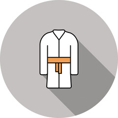 Karate Or Taekwondo Uniform Icon In Orange And White Color.