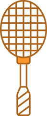 Badminton Racket Icon In Orange And White Color.