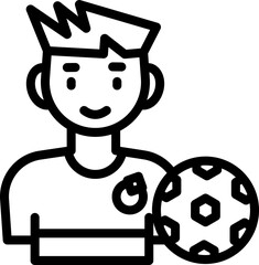 Black Outline Footballer Character Icon Or Symbol.