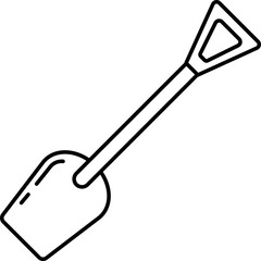 Shovel Icon In Thin Line Art.