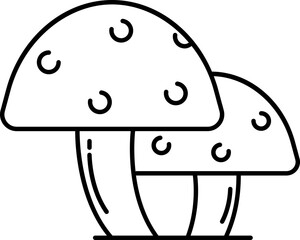 Mushroom Icon In Black Outline.