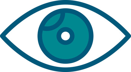 Illustration Of Eye Icon In Cyan And White Color.