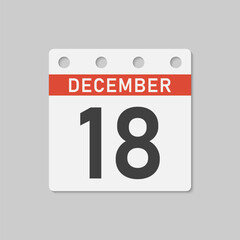 Icon page calendar day - 18 December