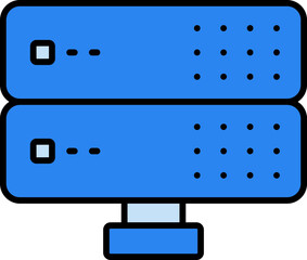 Isolated Server Icon In Blue Color.