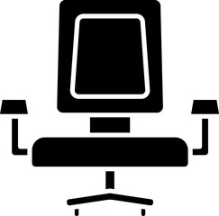 Office Chair Icon In Glyph Style.