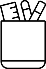 Fototapeta premium Pen Holder Icon In Black Line Art.