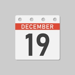 Icon page calendar day - 19 December