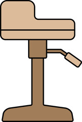 Height Adjustable Stool Icon In Brown Color.