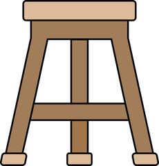 Three Legged Stool Icon In Brown Color.