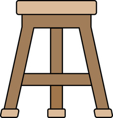 Three Legged Stool Icon In Brown Color.