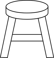 Round Stool Icon In Black Outline.