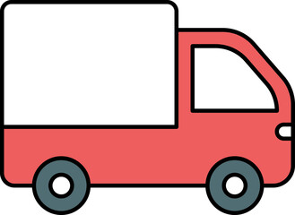 Flat Style Food Truck Icon In Red And White Color.