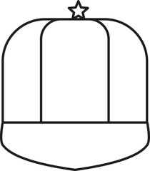 Cap Icon In Black Line Art.