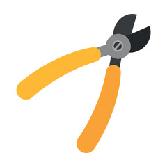 Tongs or nippers vector. Tool for cutting wire and biting small metal objects. Multicolored flat vector icon representing construction tools concept isolated on white background