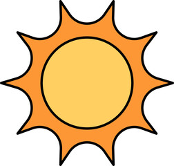 Illustration Of Sun Icon In Orange And Yellow Color.