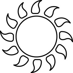 Vector Illustration Of Sun Icon In Thin Line Art.