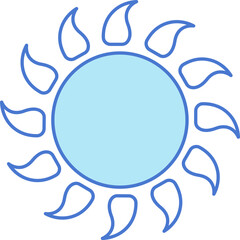 Vector Illustration Of Sun Icon In Blue And White Color.