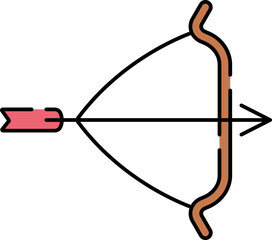 Aim Arrow With Bow Icon In Brown And Pink Color.