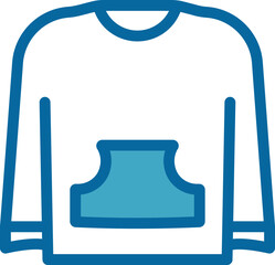 Blue And White Color Sweater Or Jacket In Flat Style.