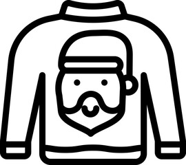 Line Art Illustration of Santa Printed Sweater Icon In Flat Style.