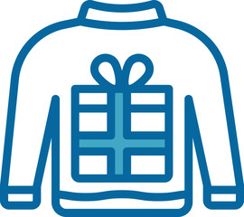 Sweater Icon In Blue And White Color.