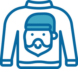 Fototapeta premium Blue And White Color Santa Printed Sweater Icon In Flat Style.