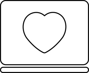 Heart On Desktop Icon In Black Outline.