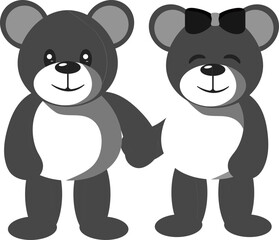 Couple Beer Character Holding Hands Vector In Gray And White Color.